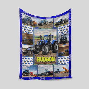 Personalized Tractor Blanket, Tractor Blanket, Farmhouse Blanket, Gift Ideas For Farmer, Tractor Lover Gift, Custom Name Blanket, Father's Day Gift