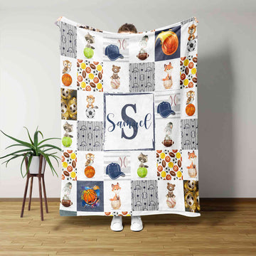 Personalized Name Blanket, Custom Woodland Baby Blanket, Baby Blanket With Name, Ball Blanket, Baby Blanket, Animal Blanket, Gift Ideas For Baby