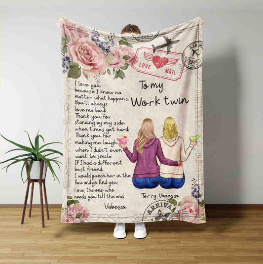 To My Work Twin Blanket, Bestie Blanket, Friendship Blanket, Best Friend Blanket, Letter Blanket, Custom Name Blanket, Bestie Gift, Gift For Her