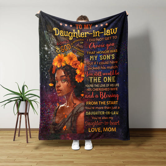 To My Daughter In Law Blanket, Black Queen Blanket, Daughter In Law Blanket, Family Blanket, Custom Name Blanket, Gift For Daughter In Law, Gift Ideas For Daughter