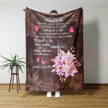 Blessed Is She Blanket, Memorial Blanket, Lily Blanket, Custom Name Blanket, Remembrance Gift, Best Sympathy Gift, Memorial Gift