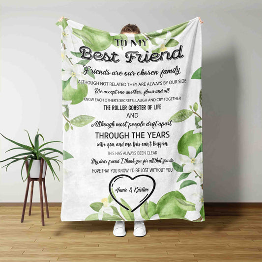 To My Best Friend Blanket, Birthday Gift for Best Friend, Best Friend Blanket, Floral Blanket, Custom Name Blanket, Blanket For Bestie, BFF Gift