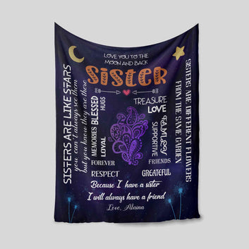 Personalized Name Blanket, Sister Blanket, Family Blanket, Blanket For Sister, Best Friend Gift, Sister Gift, Bestie Blanket, Gift Ideas For Sister