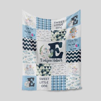 Personalized Baby Name Blanket, Baby Blanket, Elephant Blanket, Name Initial Blanket, Baby Blanket With Name, Baby Shower Gift, Baby Gift, Blanket For Baby