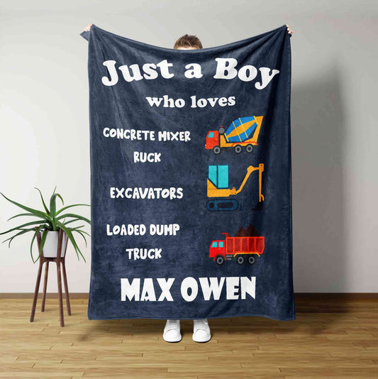 Personalized Construction Blanket, Dump Truck Blanket, Boy Blanket, Tractor Kids Blanket, Construction Vehicle Blanket, Baby Name Blanket, Baby Gift, Baby Boy Gift