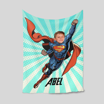 Personalized Kids Blanket, Kids Superhero Blanket, Superhero Blanket, Superhero Blanket For Kids, Custom Baby Shower Gift, Custom Face Blanket