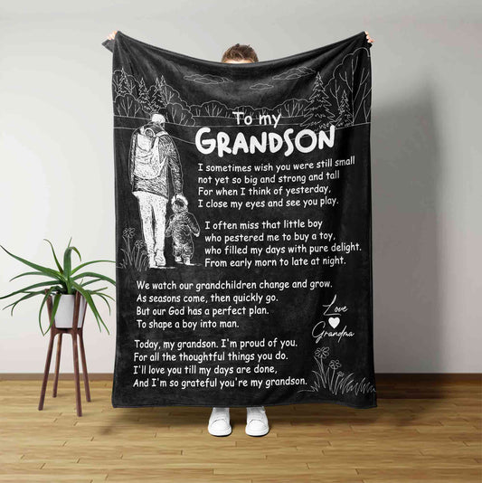To My Grandson Blanket, Family Blanket, Grandson Blanket, Custom Name Blanket, Blanket For Grandson, Grandson Birthday Gift, Grandson Gift
