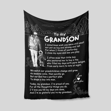 To My Grandson Blanket, Family Blanket, Grandson Blanket, Custom Name Blanket, Blanket For Grandson, Grandson Birthday Gift, Grandson Gift