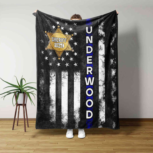 Personalized Thin Blue Line Blanket, Police Officer Blanket, Police Blanket, Custom Police Blanket, American Flag Police Blanket, Police Officer Gifts, Law Enforcement Gifts