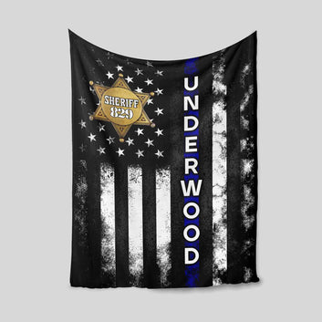 Personalized Thin Blue Line Blanket, Police Officer Blanket, Police Blanket, Custom Police Blanket, American Flag Police Blanket, Police Officer Gifts, Law Enforcement Gifts