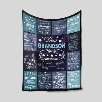 Dear Grandson Blanket, Grandson Blanket, Family Blanket, Custom Name Blanket, Best Gift For Grandson, Blanket For Grandson, Grandson Birthday Gift