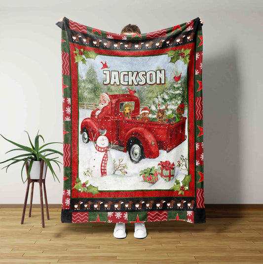 Personalized Christmas Blanket, Christmas Blanket, Santa Blanket, Dog Christmas Blanket, Festive Season Throw, Christmas Gift Idea, Christmas Truck Blanket, Santa Claus Gift