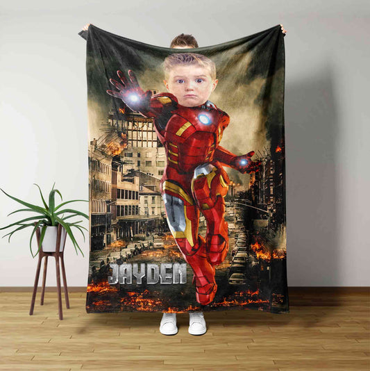 Personalized Kids Blanket, Kids Superhero Blanket, Superhero Blanket, Superhero Blanket For Kids, Custom Face Blanket, Custom Blanket For Boys, Baby Shower Gifts