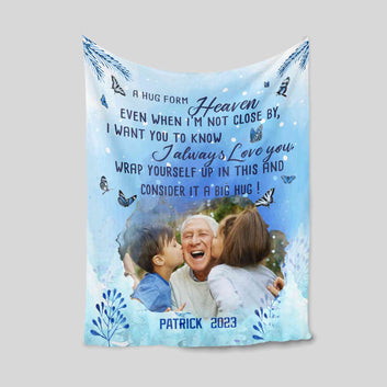 Personalized Memorial Blanket, A Hugs From Heaven Blanket, Memorial Blanket, Sympathy Blankets, Custom Photo Blanket, Remembrance Gift, in Loving Memory Gift