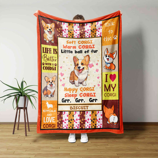 Personalized Name Blanket, Soft Corgi Warm Corgi Little Ball Of Fur Corgi Dog Blanket, Dog Lover Gift, Corgi Dog Blanket, Corgi Lover Blanket, Corgi Dog Gift, Dog Lover Gift Idea