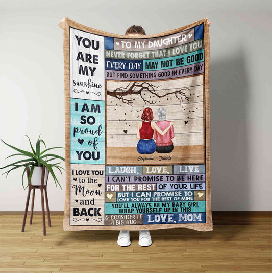 Love You To The Moon Blanket, Personalized Name Blanket, To My Daughter Blanket From Mom Blanket, Family Blanket, Gift Blanket For Daughter