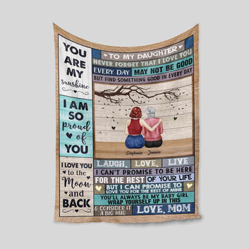 Love You To The Moon Blanket, Personalized Name Blanket, To My Daughter Blanket From Mom Blanket, Family Blanket, Gift Blanket For Daughter
