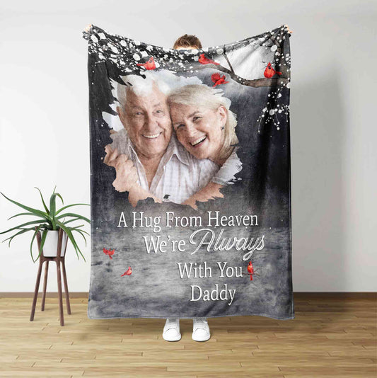 Hug From Heaven Blanket, Memorial Blanket, Custom Photo Blanket, Remembrance Gift, Personalized Memorial Blanket, In Loving Memory Blanket