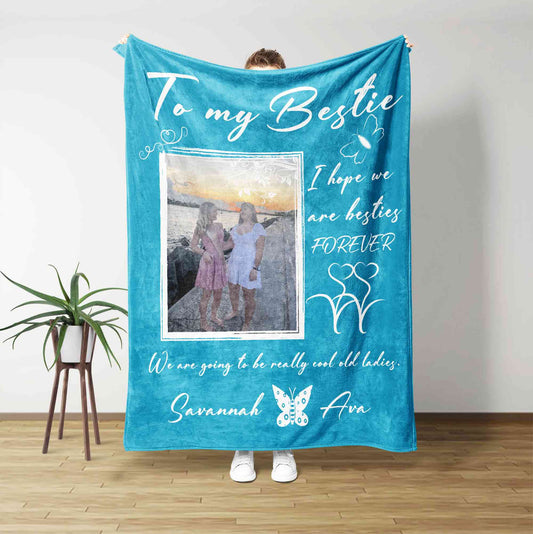 Bestie Blanket, Bestfriend Blanket, Custom Name Blanket, Custom Photo Blanket, Best Friend Birthday Blanket, Friendship Blanket, Bestie Gifts