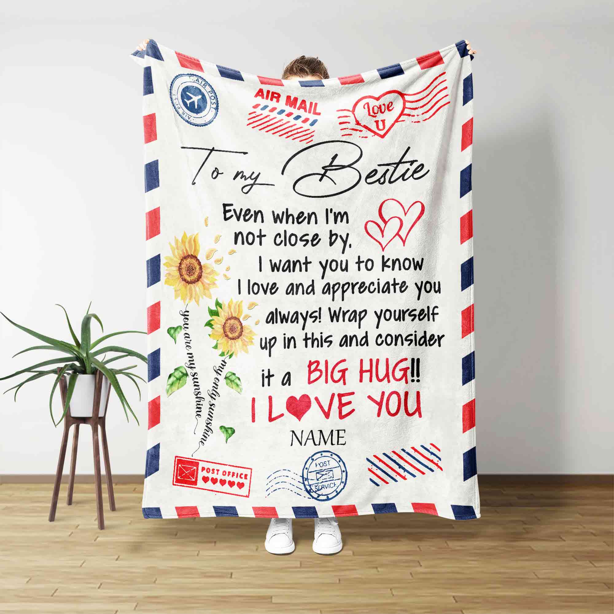 Personalized Bestie Blanket, Best Friend Blanket, Custom Name Blanket, Best Friend Birthday Blanket, Friendship Blanket, Bestie Gifts