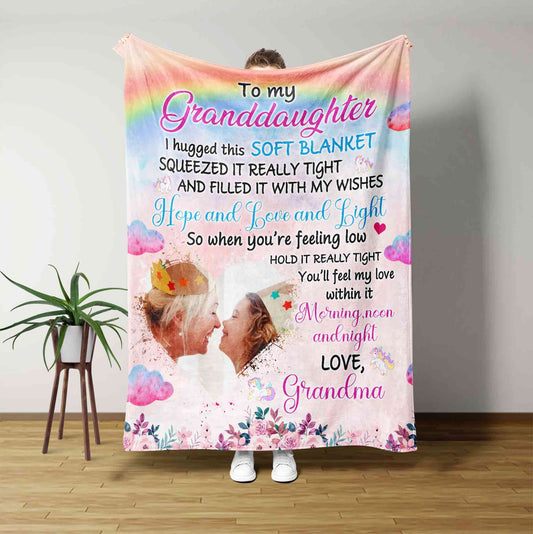 To My Granddaughter Blanket, Custom Name Blanket, Photo Blanket, Grandpa Blanket, Blankets for Girl, Granddaughter Blanket
