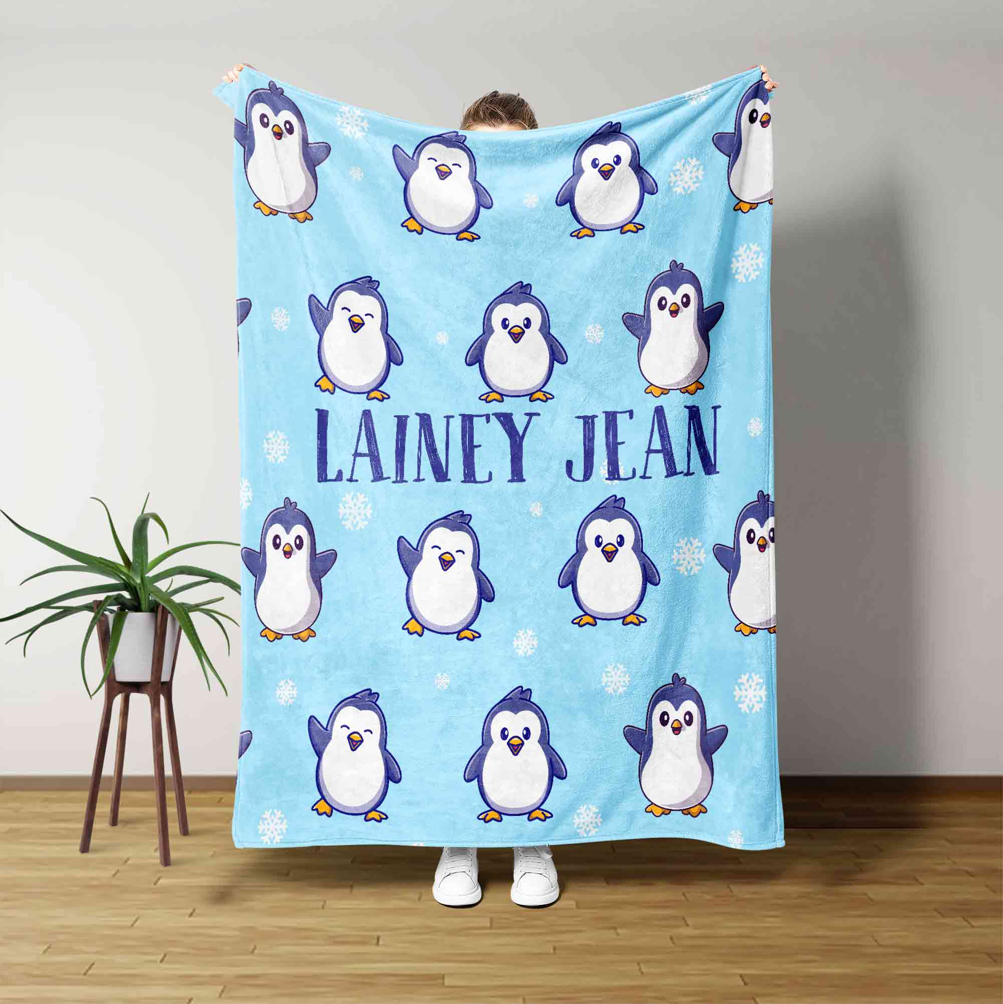Personalized Penguin Baby Blanket, Baby Blanket, Penguin Baby Shower Gift, Funny Penguin Blanket, Gift For Baby, Gift For Penguin Lover