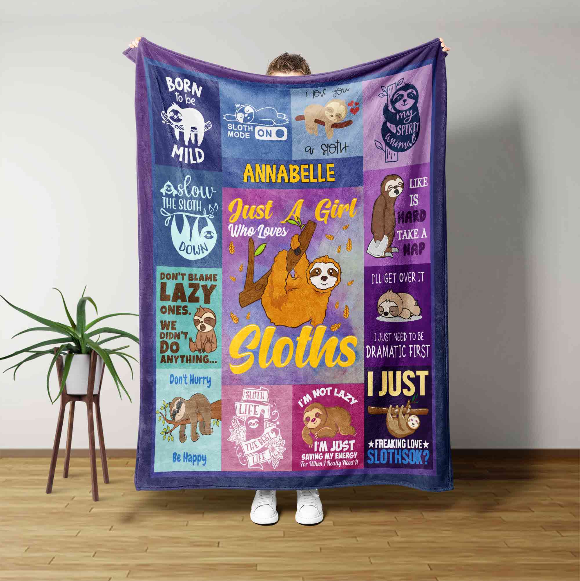 Personalized sloth baby 2025 blanket