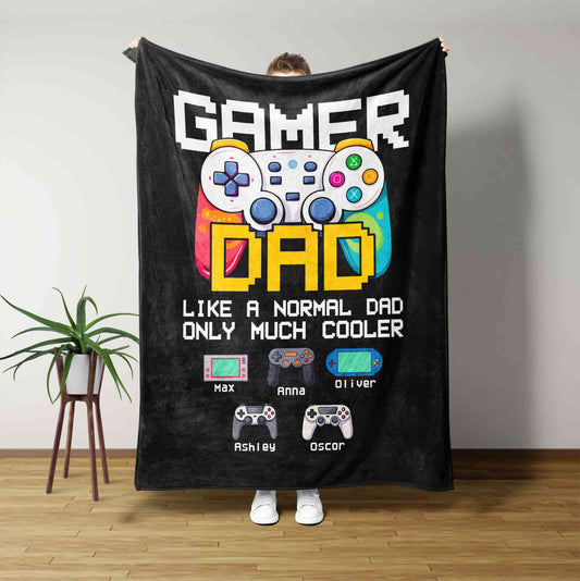 Personalized Gamer Blanket, Video Game Blanket, Gamer Dad Gift, Fathers Day Gift, Blanket For Gamer, Best Gift Blanket For Gamer