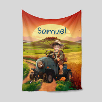 Personalized Tractor Farmer Name For Boys, Farm Baby Blanket, Farm Blanket, Country Boy Shower Gift, Tractor Lover Blanket, Farmhouse Decor, Best Idea Gift For Farmer