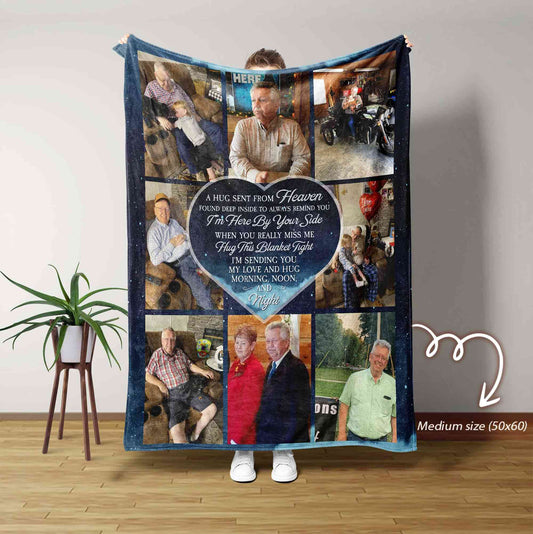Hug From Heaven Blanket, Memorial Blanket, Custom Photo Blanket, Remembrance Gift, Personalized Memorial Blanket, Sympathy Gift