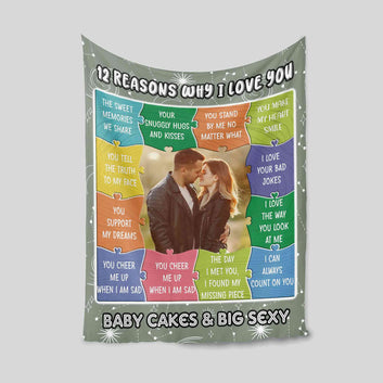 Personalized Text Blanket, 12 Reasons Why I Love You Blanket, Couple Blanket, Custom Photo Blanket, Birthday Gift For Her, Custom Love Reasons, Gift For Couple