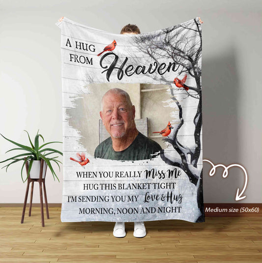 Personalized Memorial Blanket, A Hug From Heaven Blanket, Memorial Blanket, Custom Photo Memorial Blanket, Remembrance Gift, In Loving Memory Blanket, Sympathy Gift