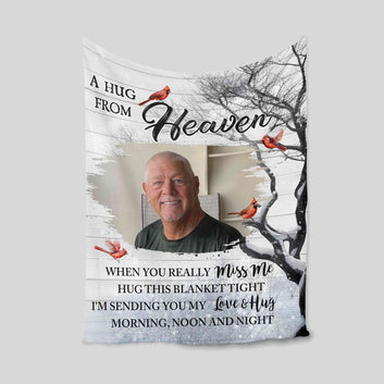 Personalized Memorial Blanket, A Hug From Heaven Blanket, Memorial Blanket, Custom Photo Memorial Blanket, Remembrance Gift, In Loving Memory Blanket, Sympathy Gift