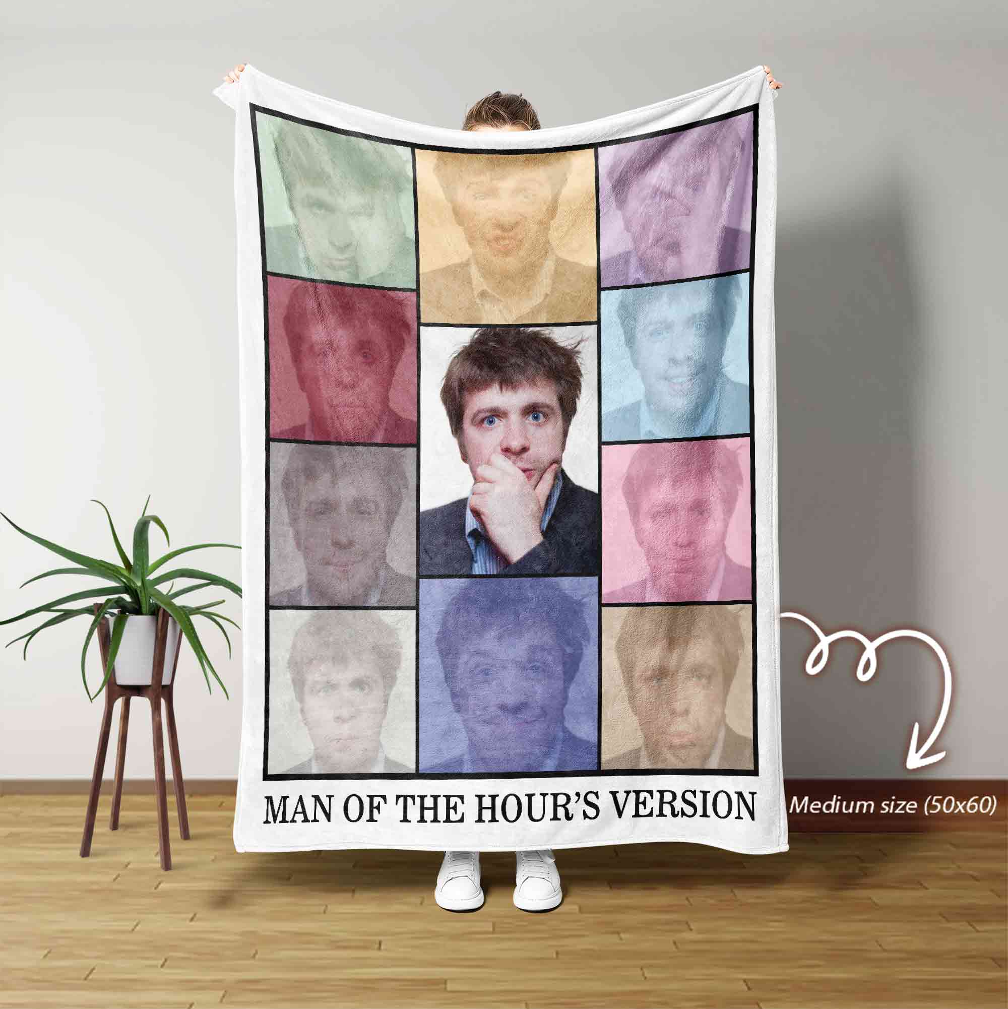 Custom Blanket Eras Style, Man Of The Hours Version Blanket, Photo Eras Tour Blanket, Custom Blanket with Photos, Birthday Gift, Gift for Him