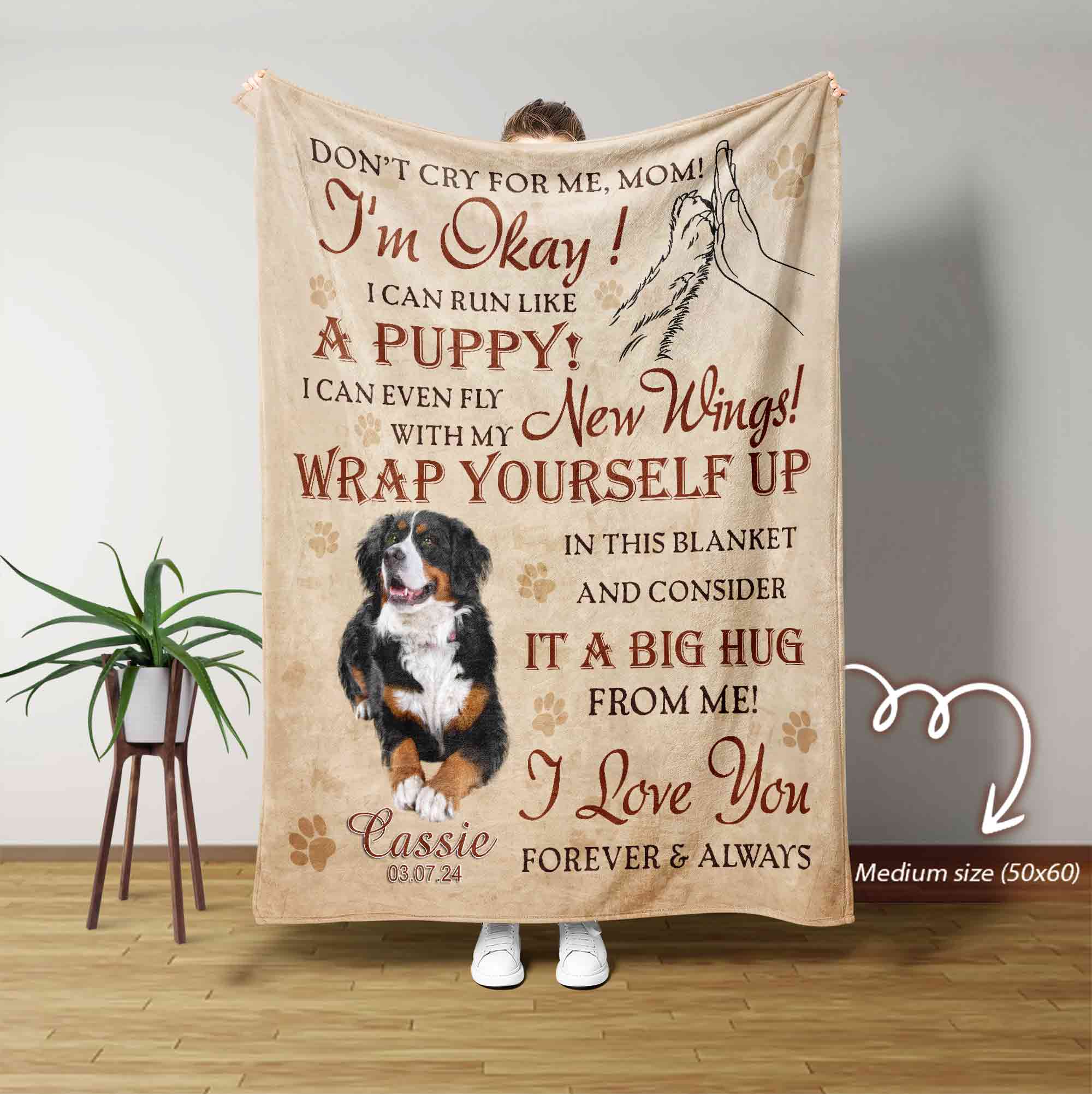 Personalized Pet Memorial Blanket, Don’t Cry For Me Mom Blanket, Pet Memorial Blanket, Gift For Dog Lover, Pet Memorial Gift, Sympathy Gifts