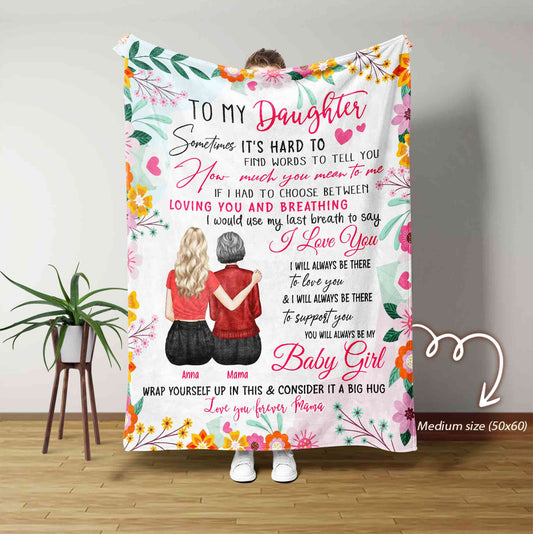 Personalized To My Daughter Blanket, Daughter Blanket, Family Blanket, Custom Name Blanket, Birthday Gift for Daughter, Gift For Daughter