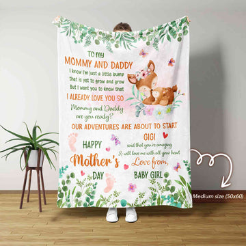 Personalized Blanket For First Time Mom Dad Gift, Mommy To Be Gift From Bump, New Mom Blanket, Mothers Day Gift, Gifts for Expecting Mom and Dad