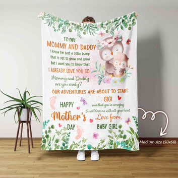 Personalized Blanket For First Time Mom Dad Gift, Mommy To Be Gift From Bump, New Mom Blanket, Mothers Day Gift, Gifts for Expecting Mom and Dad