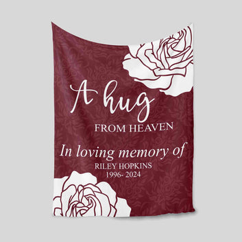 Personalized Memorial Blanket, A Hug From Heaven Memorial Gift, Memorial Blanket, In Loving Memory Blanket, Sympathy Gift, Remembrance Gift, Bereavement Gifts