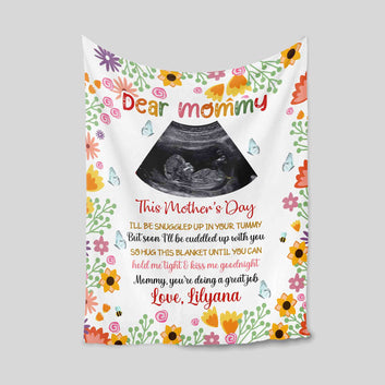 Personalized Pregnant Mom Blanket, Sonogram Blanket, Pregnant Mom Gifts, Custom Ultrasound Blanket, Mothers Day Gift, First Time Mom Gift, Gift for Mom