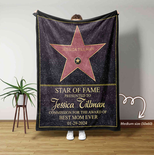 Personalized Star of Fame Blanket, Star Of Fame Name Blanket, Mom Blanket, Walk Of Fame Award Blanket, Mothers Day Gift, Family Gift, Gift for Mom