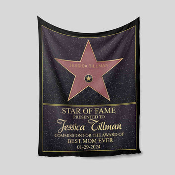 Personalized Star of Fame Blanket, Star Of Fame Name Blanket, Mom Blanket, Walk Of Fame Award Blanket, Mothers Day Gift, Family Gift, Gift for Mom