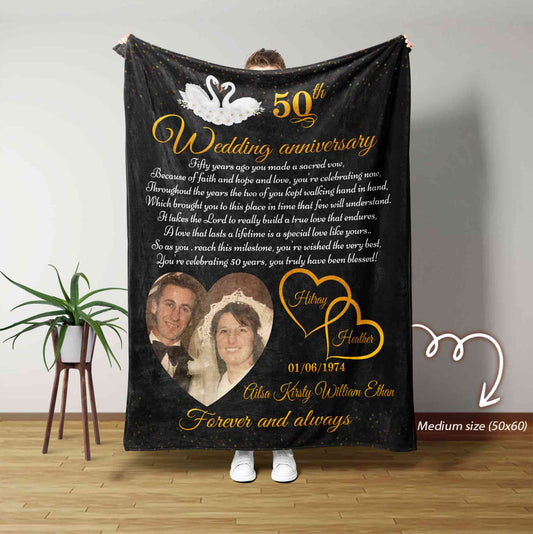 Personalized 50th Wedding Anniversary Blanket, Mr and Mrs Blanket, Meaningful Gift, Wedding Gift For Parent, Gift For Couple, 50th Wedding