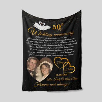 Personalized 50th Wedding Anniversary Blanket, Mr and Mrs Blanket, Meaningful Gift, Wedding Gift For Parent, Gift For Couple, 50th Wedding