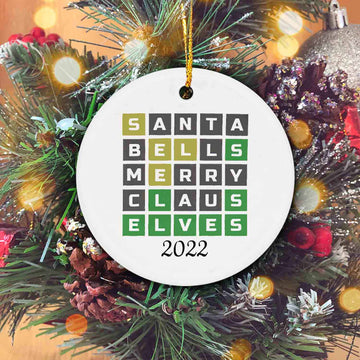 Wordle Christmas Ornament, Word Game Xmas Ornament, Merry Word Ornament, Santa Claus Decor, Wordle Lover Gift, Santa Bells Merry Claus Elves