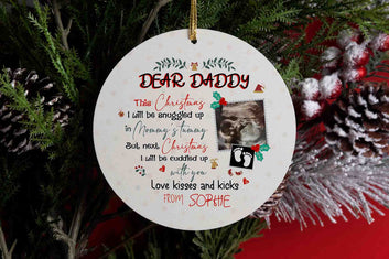 Personalized Name Ornament, Dear Daddy Ornament, Father Ornament, Family Ornament, Custom Image Ornament, Gift Ornament