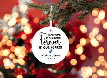 A Short Time In Our Arms Forever In Our Hearts Ornament, Memorial Ornament, Heaven Ornament, Custom Name Ornament, Sympathy Gift, Ornament Gift
