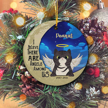 Personalized Cat Ornament, Cat Memorial Ornament, Moon Ornament, Cat Ornament, Pet Ornament, Custom Name Ornament, Cat Lover Gift, Pet Lover Gift