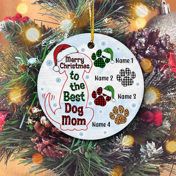 Merry Christmas To The Best Dog Mom Ornament, Dog Mom Ornament, Paw Ornament, Custom Name Ornament, Dog Ornament, Dog Lover Gift