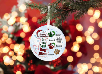 Merry Christmas To The Best Dog Mom Ornament, Dog Mom Ornament, Paw Ornament, Custom Name Ornament, Dog Ornament, Dog Lover Gift